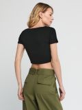 Crop top cu șnur decorativ - negru - SINSAY - small3
