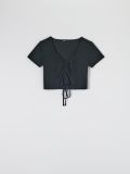 Crop top cu șnur decorativ - negru - SINSAY - small4