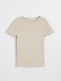 Футболка basic із трикотажу в рубчик - нюдовий - SINSAY - small2