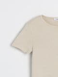 Футболка basic із трикотажу в рубчик - нюдовий - SINSAY - small10