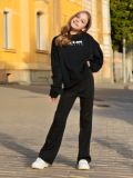 Prążkowane spodnie dzwony - czarny - SINSAY - small1