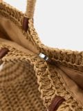 Pletena shopper torba - krem - SINSAY - small4
