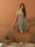 Vestito mini con effetto a balze - verde oliva - SINSAY - small4