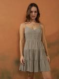 Vestito mini con effetto a balze - verde oliva - SINSAY - small3