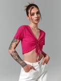 Crop top z vrvico - fuksije - SINSAY - small1