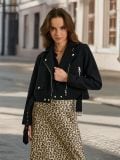 Biker jakna s pasom - črna - SINSAY - small4