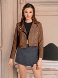 Kunstseemisnahast biker-jakk - beež - SINSAY - small4