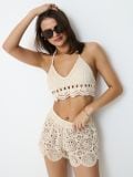 Heklan čipkani crop top - krem - SINSAY - small3