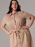 Sukienka koszulowa z paskiem - kremowy - SINSAY - small3