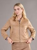 Kunstseemisnahast biker-jakk - beež - SINSAY - small4