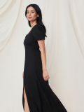 Sukienka maxi z lnem - czarny - SINSAY - small3