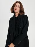 Pardesiu cu rând dublu de nasturi - negru - SINSAY - small5