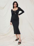 Sukienka midi z rozcięciem - czarny - SINSAY - small4