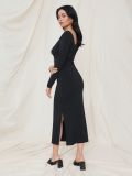 Sukienka midi z rozcięciem - czarny - SINSAY - small6