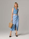 Jeans midi suknja s kaišem - plava - SINSAY - small4