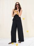 Viskozne široke pantalone - crno - SINSAY - small3