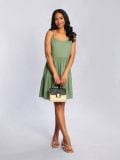 Mini obleka - temno zelena - SINSAY - small4