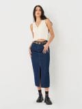 Traper midi suknja s prorezom - plava - SINSAY - small2