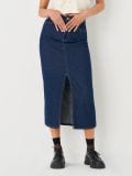 Traper midi suknja s prorezom - plava - SINSAY - small7