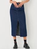 Traper midi suknja s prorezom - plava - SINSAY - small1