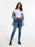 Super skinny jeans z visokim pasom - mornarica - SINSAY - small9