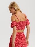 Peente õlapaeltega crop top - korallpunane - SINSAY - small3
