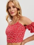 Peente õlapaeltega crop top - korallpunane - SINSAY - small4