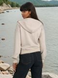 Hanorac cu glugă și fermoar soft touch - nude - SINSAY - small2