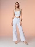 Ψηλόμεσο τζιν παντελόνι wide leg - λευκο - SINSAY - small2