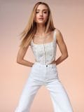Ψηλόμεσο τζιν παντελόνι wide leg - λευκο - SINSAY - small3