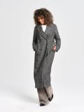 Dolg plašč v houndstooth - temno siva - SINSAY - small3