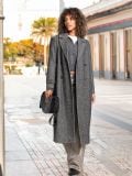 Dolg plašč v houndstooth - temno siva - SINSAY - small7