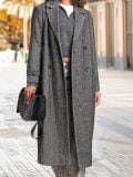 Dolg plašč v houndstooth - temno siva - SINSAY - small1