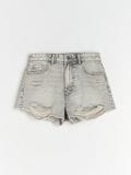 High waist kratke hlače od trapera - svijetlo siva - SINSAY - small4