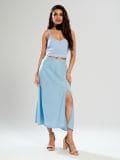 Мідіспідниця з розрізом спереду - light blue - SINSAY - small2
