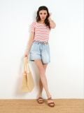 Szorty jeansowe paperbag z paskiem - niebieski - SINSAY - small2