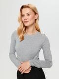 Dekoratiivsete nööpidega džemper - helehall - SINSAY - small1