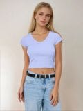 Rebrasta osnovna majica - svetlo modra - SINSAY - small5