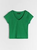 Rebrasta osnovna majica - zeleno - SINSAY - small5