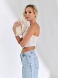 Blugi cu crac larg și talie înaltă - albastru - SINSAY - small5