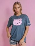 Μπλούζα με τύπωμα Hello Kitty - ναυτικο μπλε - SINSAY - small3