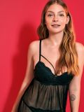 Σετ με νυχτικό babydoll και στρινγκ - μαυρο - SINSAY - small2