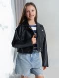 Bajkerska jakna od vještačke kože - crno - SINSAY - small1
