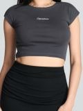 Crop top - σκουρο γκρι - SINSAY - small2
