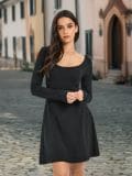 Μίνι φόρεμα με μακριά μανίκια - μαυρο - SINSAY - small10