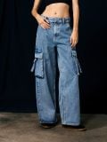 Teksapüksid wide leg - sinine - SINSAY - small1
