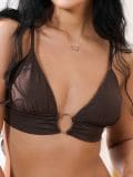 Góra od bikini z ozdobnym kółkiem - brązowy - SINSAY - small6