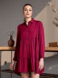 Mini φόρεμα με γιακά - burgundy - SINSAY - small3