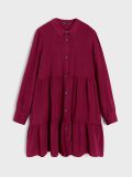 Mini φόρεμα με γιακά - burgundy - SINSAY - small5