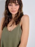 Mākslīgā zīda kleita - khaki - SINSAY - small5